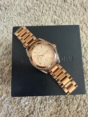 Michael Kors Rose Gold Crystal-Accent Link Watch